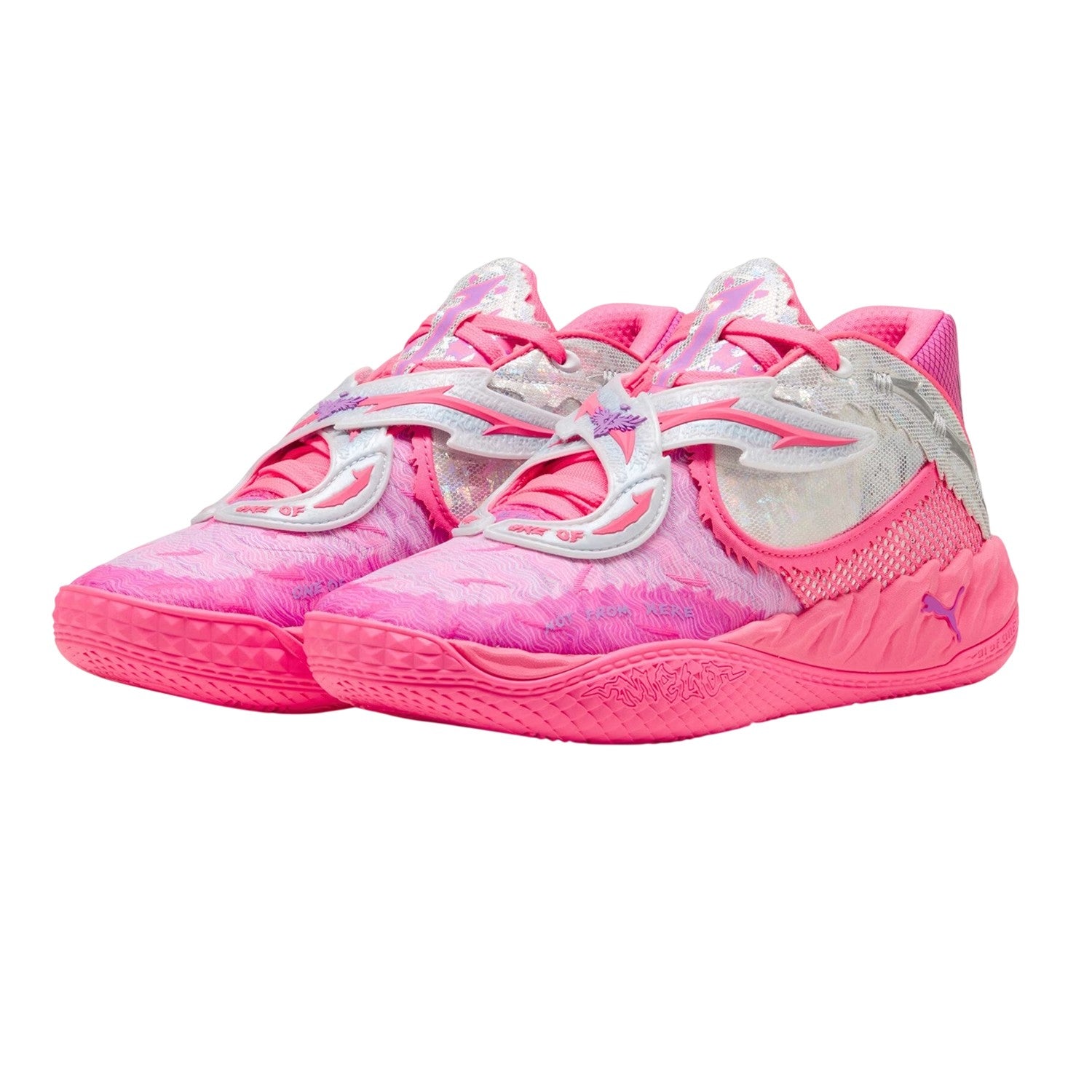 Pink-Silver - Pack Shot - Puma Childrens-Kids MB05 World Tour World Tour Line Trainers