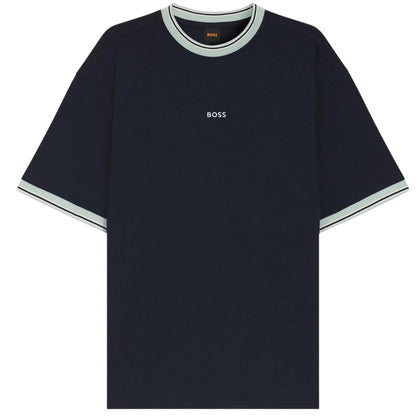 Dark Blue - Front - Boss Mens Stripe Detail Short-Sleeved T-Shirt