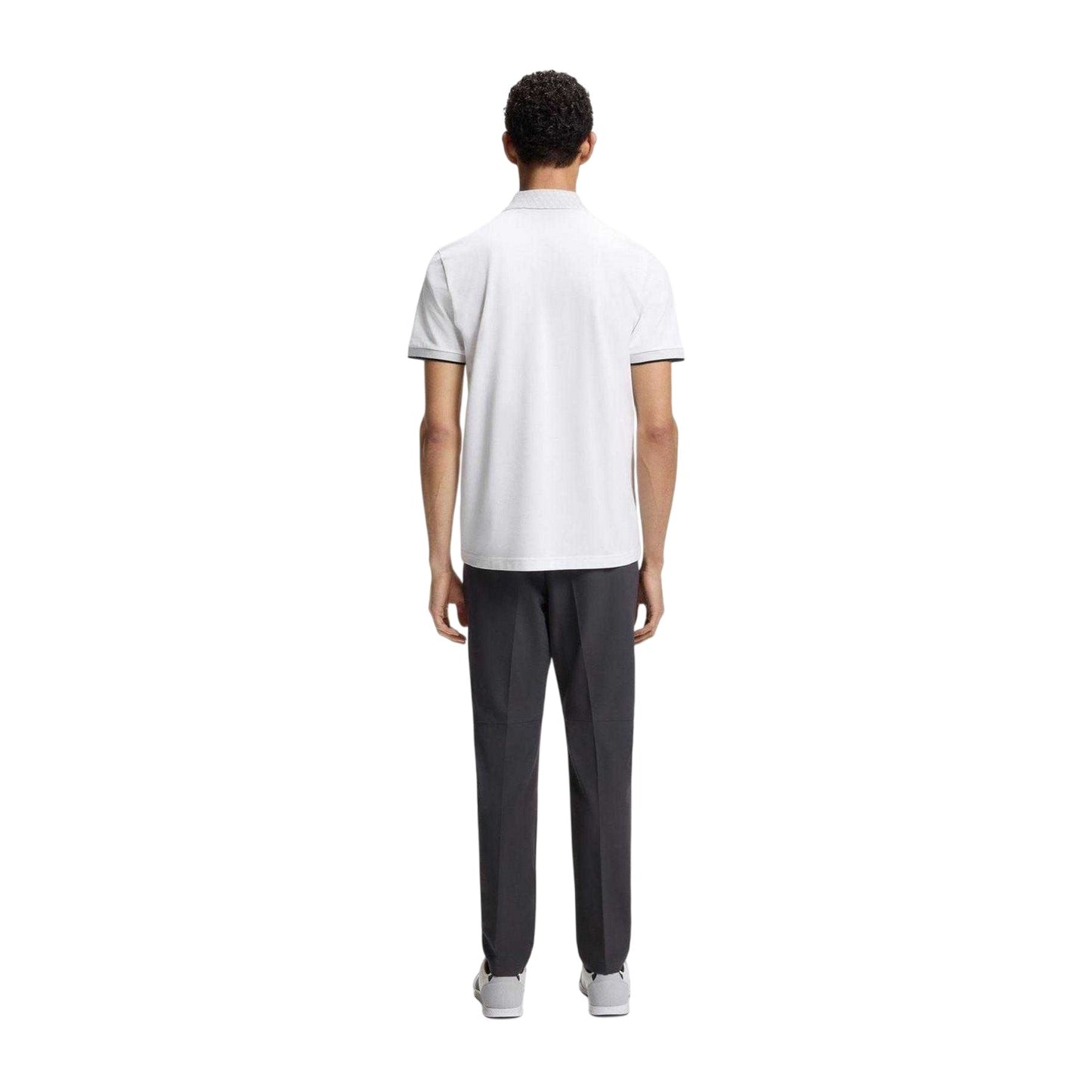 White - Back - Boss Mens Chip Paddy Short-Sleeved Golf Polo Shirt