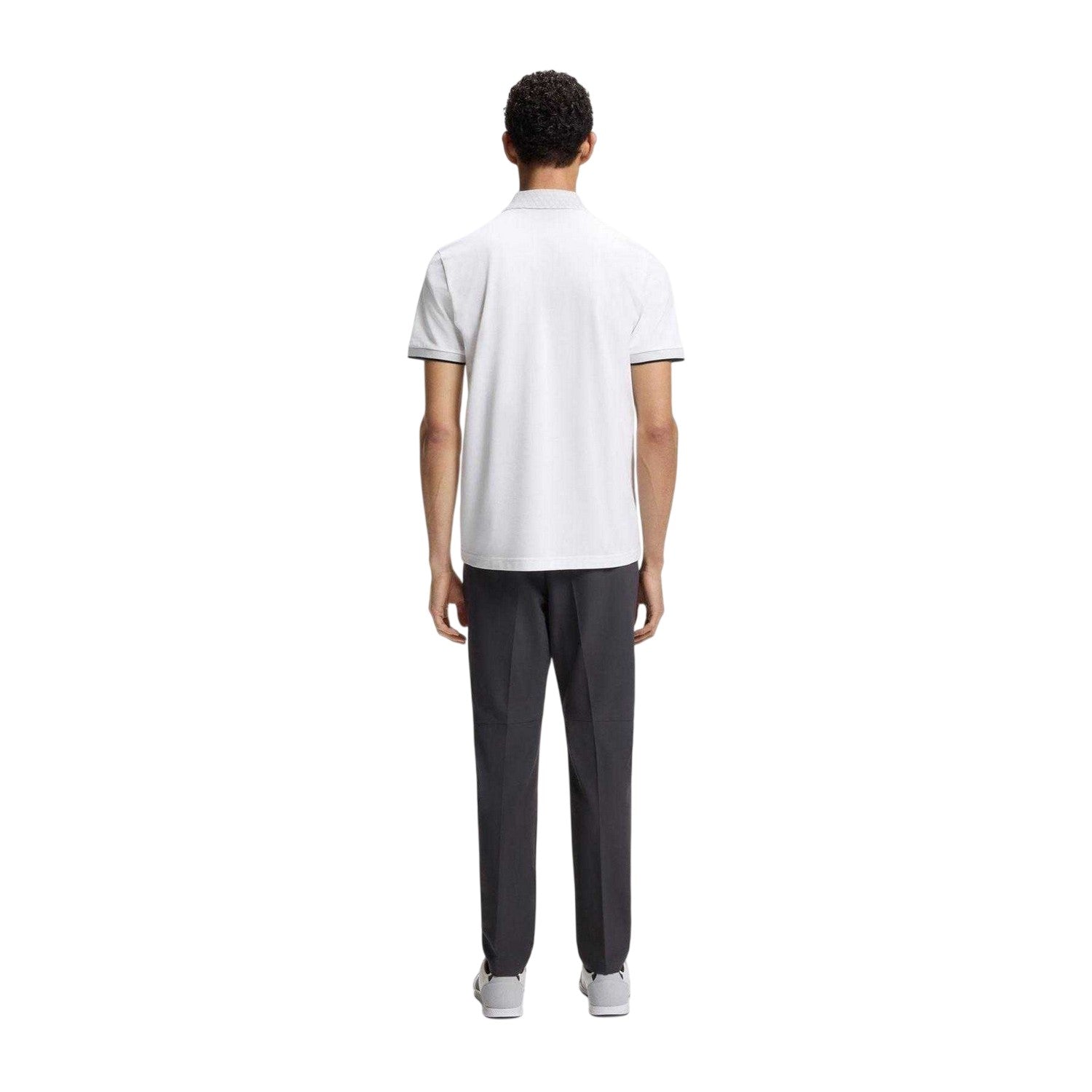 White - Back - Boss Mens Chip Paddy Short-Sleeved Golf Polo Shirt