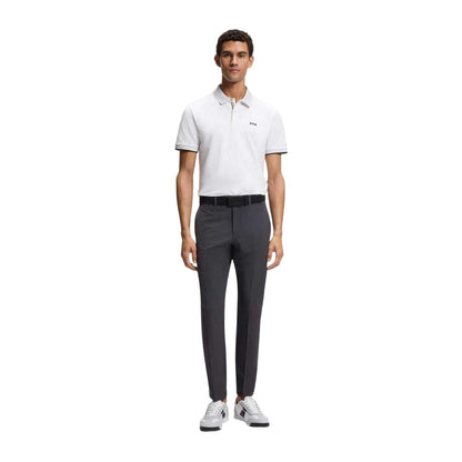 White - Pack Shot - Boss Mens Chip Paddy Short-Sleeved Golf Polo Shirt