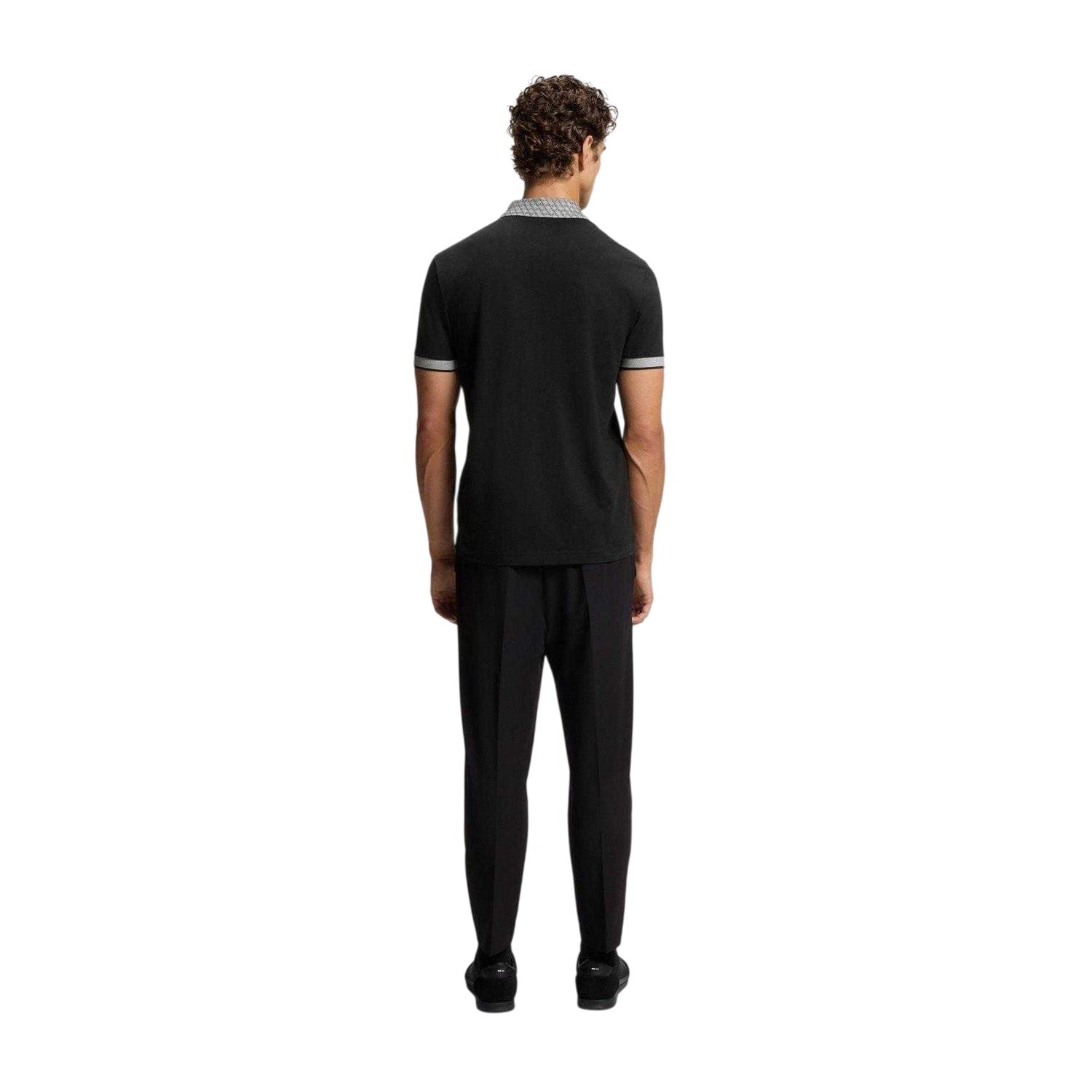 Black - Back - Boss Mens Chip Paddy Short-Sleeved Golf Polo Shirt