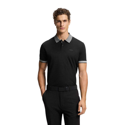 Black - Lifestyle - Boss Mens Chip Paddy Short-Sleeved Golf Polo Shirt