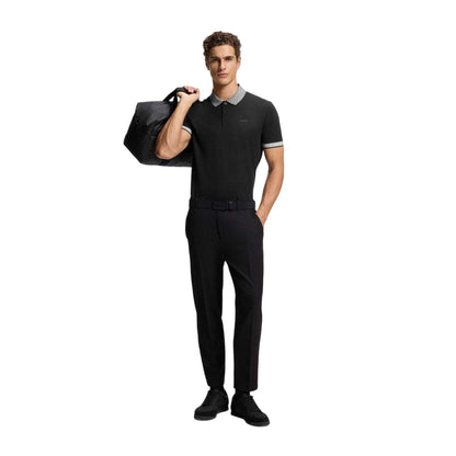 Black - Pack Shot - Boss Mens Chip Paddy Short-Sleeved Golf Polo Shirt