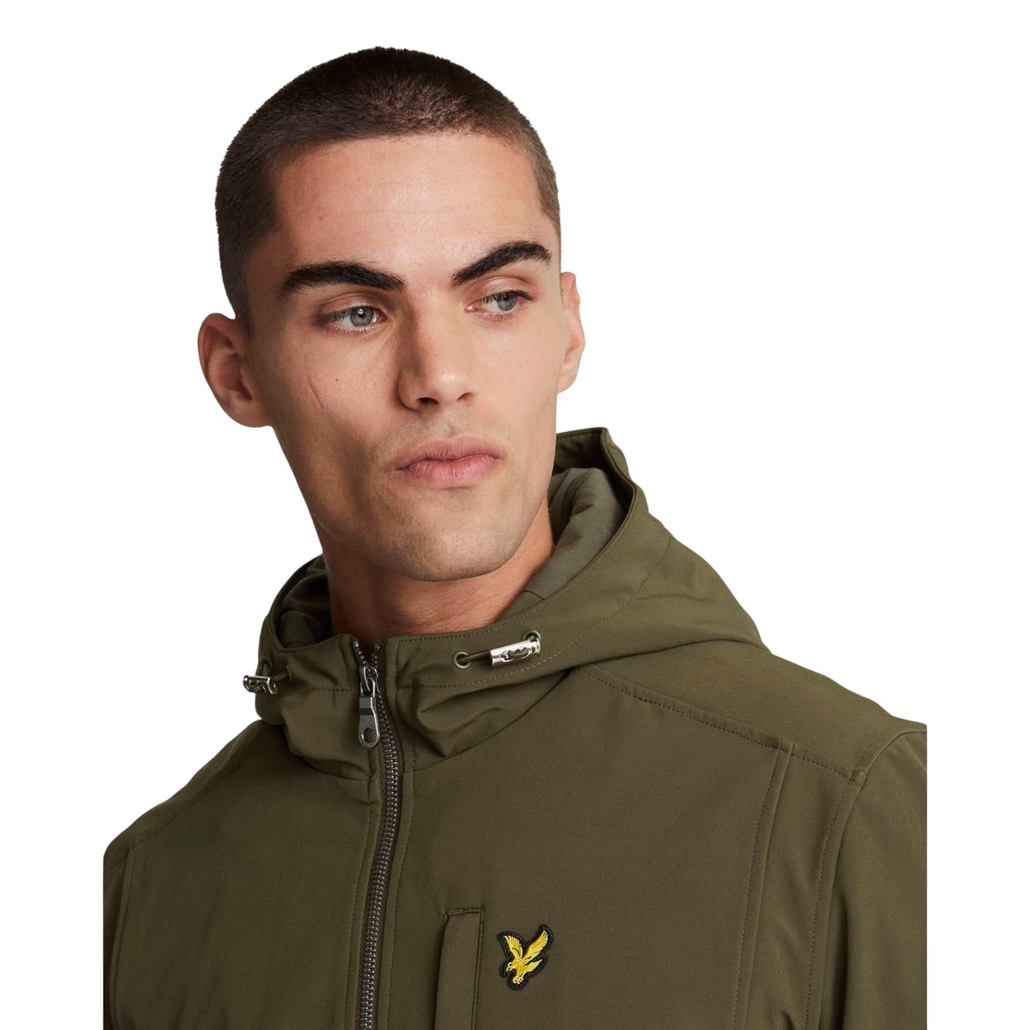 Olive - Side - Lyle & Scott Mens Embroidered Logo Soft Shell Jacket