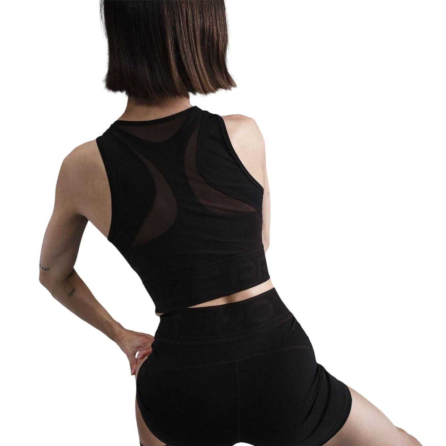 Black - Back - Nike Womens-Ladies Cropped Snug Fit Tank Top