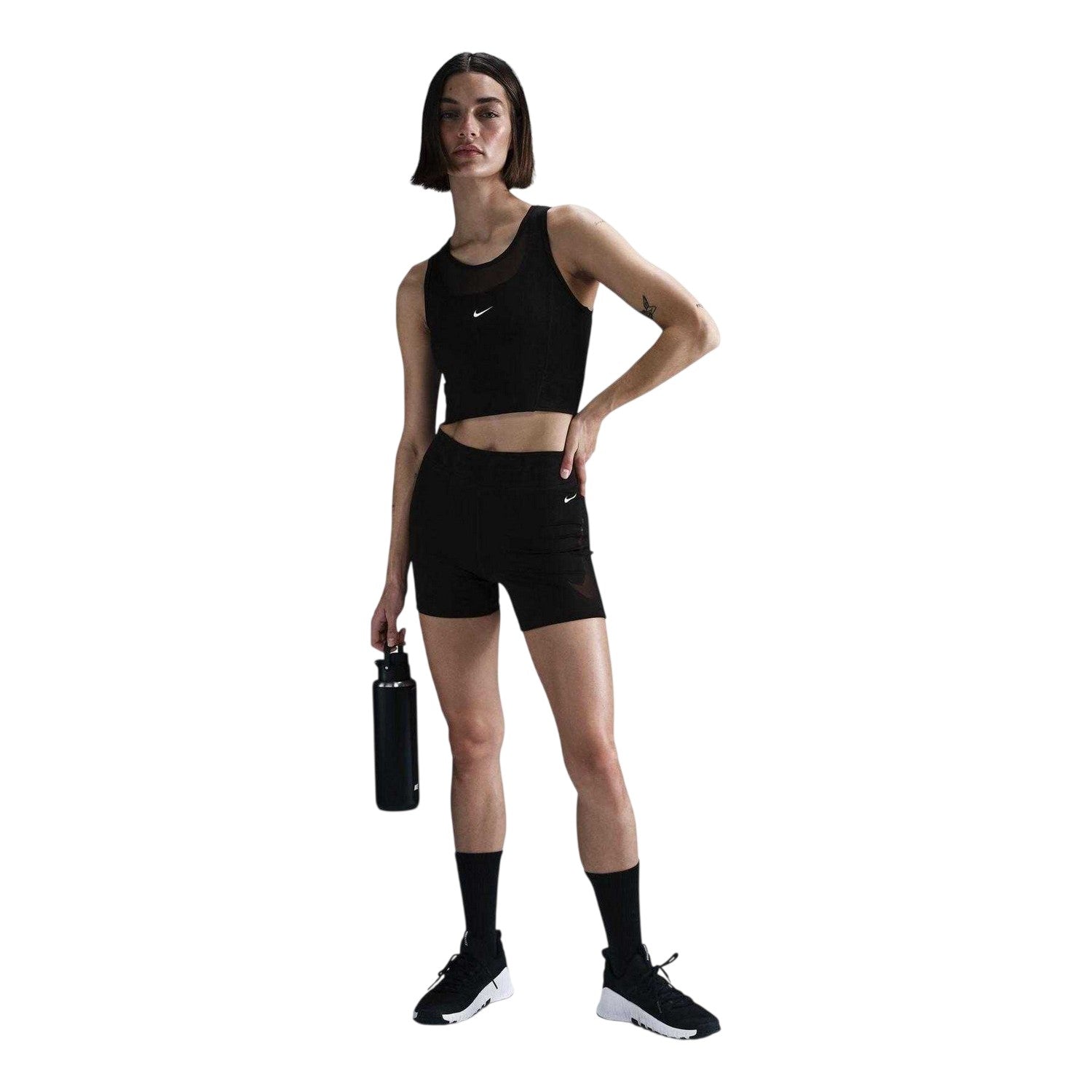 Black - Pack Shot - Nike Womens-Ladies Cropped Snug Fit Tank Top