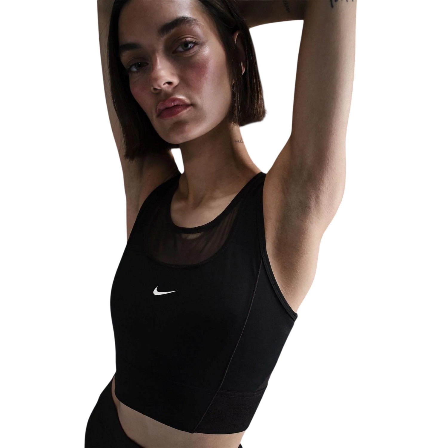 Black - Front - Nike Womens-Ladies Cropped Snug Fit Tank Top