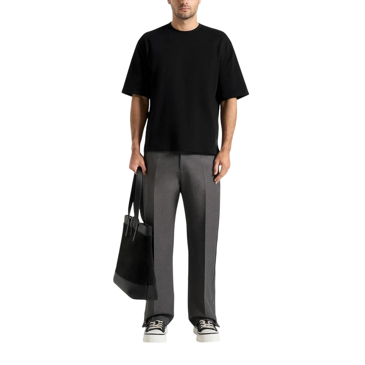 Black - Close up - Maniere De Voir Mens Cotton Relaxed Fit T-Shirt