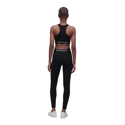 Black-White - Back - Palm Angels Womens-Ladies Strappy Sport Crop Top