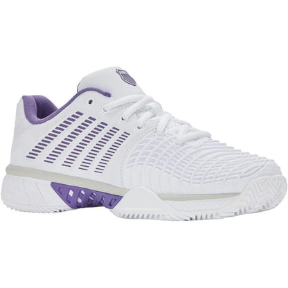 White-Purple - Pack Shot - K-Swiss Mens Striped Tennis Shoes