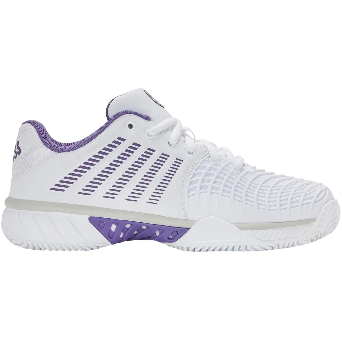 White-Purple - Front - K-Swiss Mens Striped Tennis Shoes