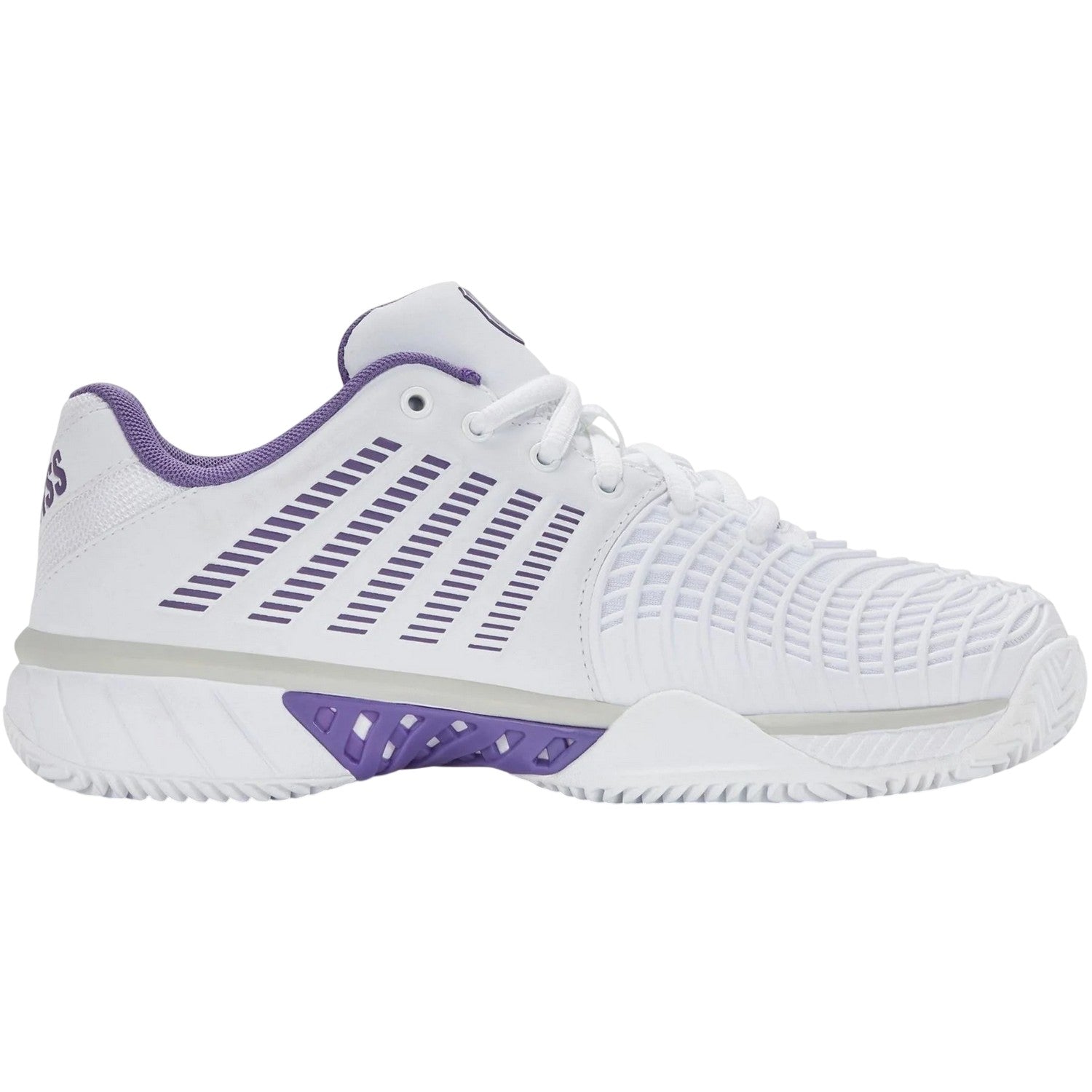 White-Purple - Front - K-Swiss Mens Striped Tennis Shoes