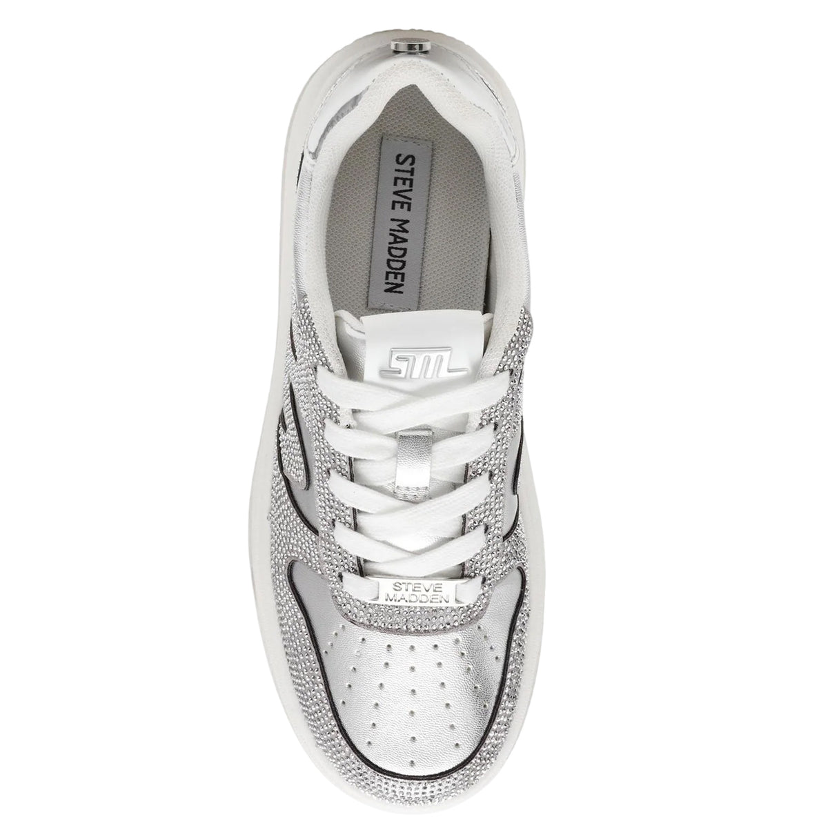 Silver - Side - Steve Madden Womens-Ladies Dynamo Trainers
