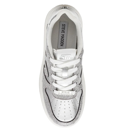 Silver - Side - Steve Madden Womens-Ladies Dynamo Trainers