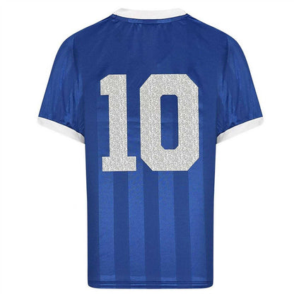 Blue-White - Back - Score Draw Mens 1986 World Cup Quarter Final Argentina Football Jersey