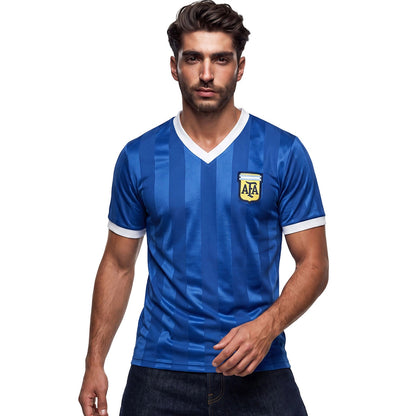 Blue-White - Pack Shot - Score Draw Mens 1986 World Cup Quarter Final Argentina Football Jersey