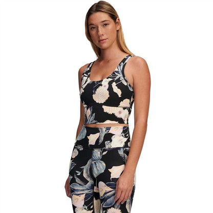Black - Side - Under Armour Womens-Ladies Meridian Floral Tank Top