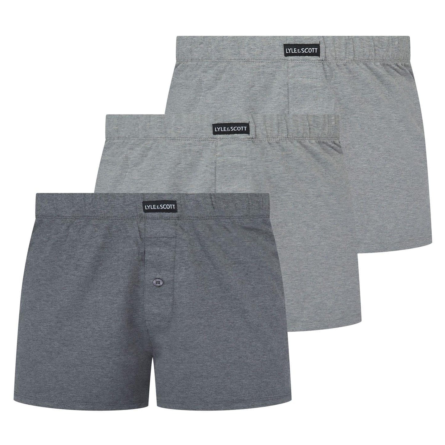 Grey - Front - Lyle & Scott Mens Woven Boxer Shorts (Pack of 3)