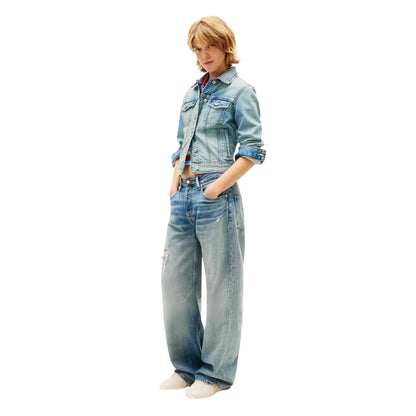 Light Denim - Lifestyle - Tommy Jeans Womens-Ladies Relaxed Fit Trucker Jacket