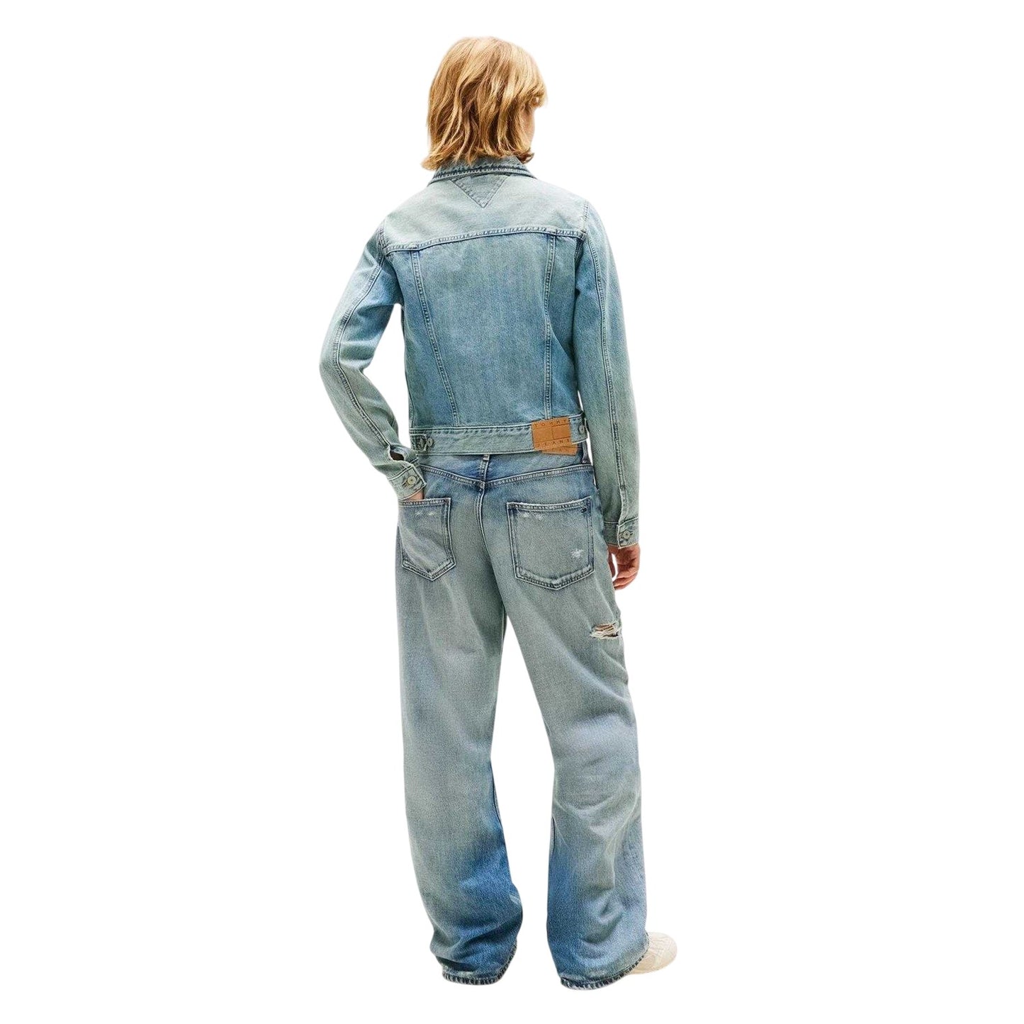 Light Denim - Pack Shot - Tommy Jeans Womens-Ladies Relaxed Fit Trucker Jacket