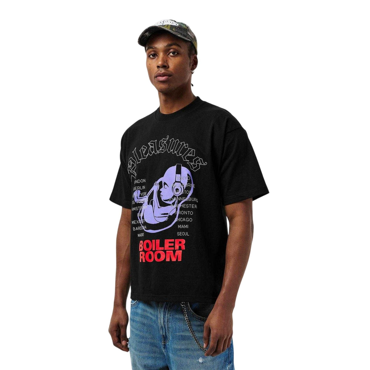 Black - Lifestyle - Pleasures Mens Boiler Room Headphones Cotton T-Shirt