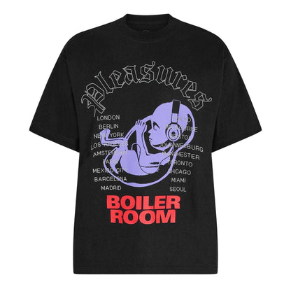 Black - Front - Pleasures Mens Boiler Room Headphones Cotton T-Shirt