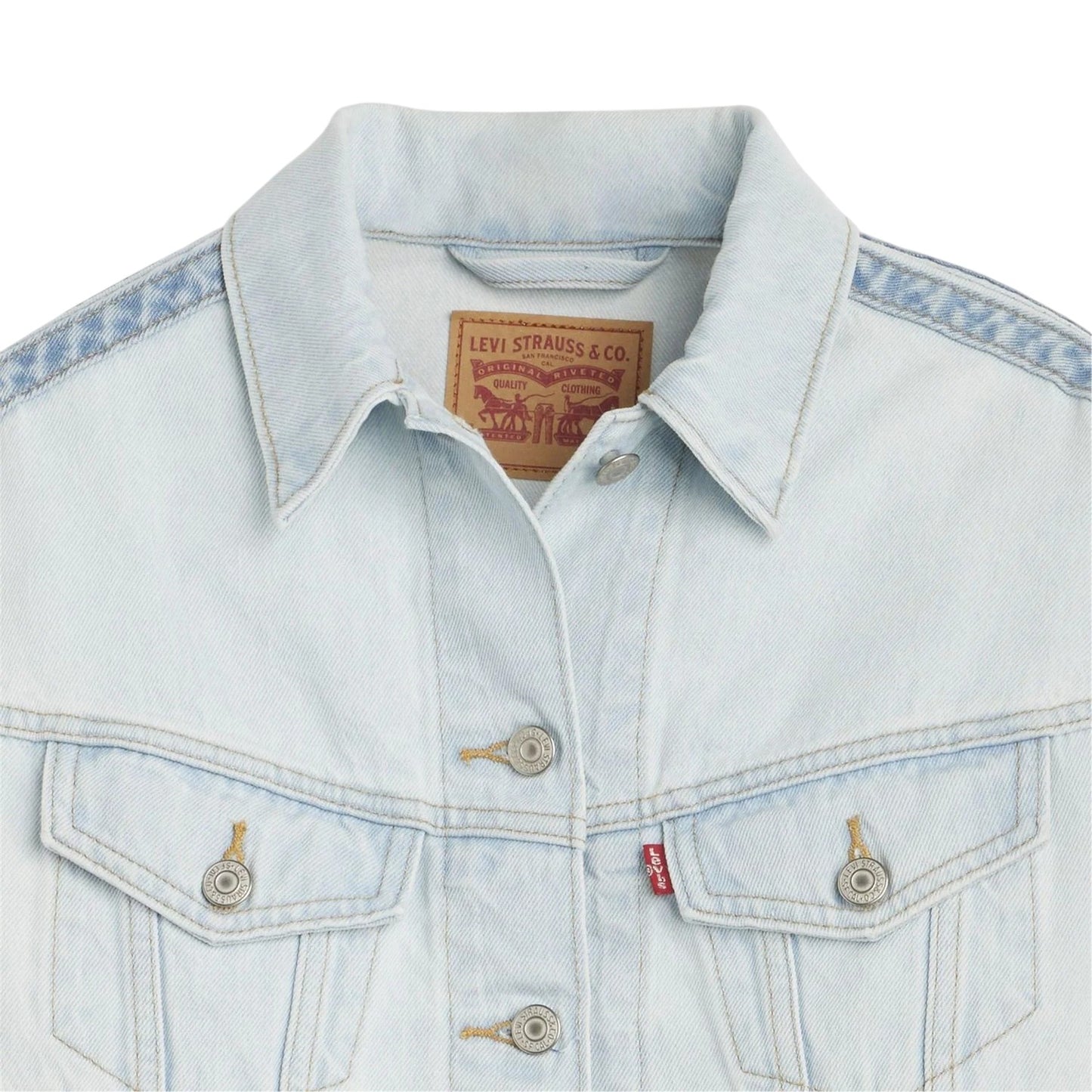 Blue - Side - Levis Womens-Ladies Shrunken 90s Collared Slim Long-Sleeved Denim Jackets