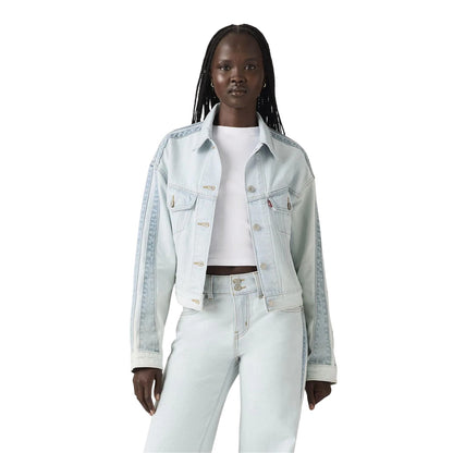 Blue - Pack Shot - Levis Womens-Ladies Shrunken 90s Collared Slim Long-Sleeved Denim Jackets