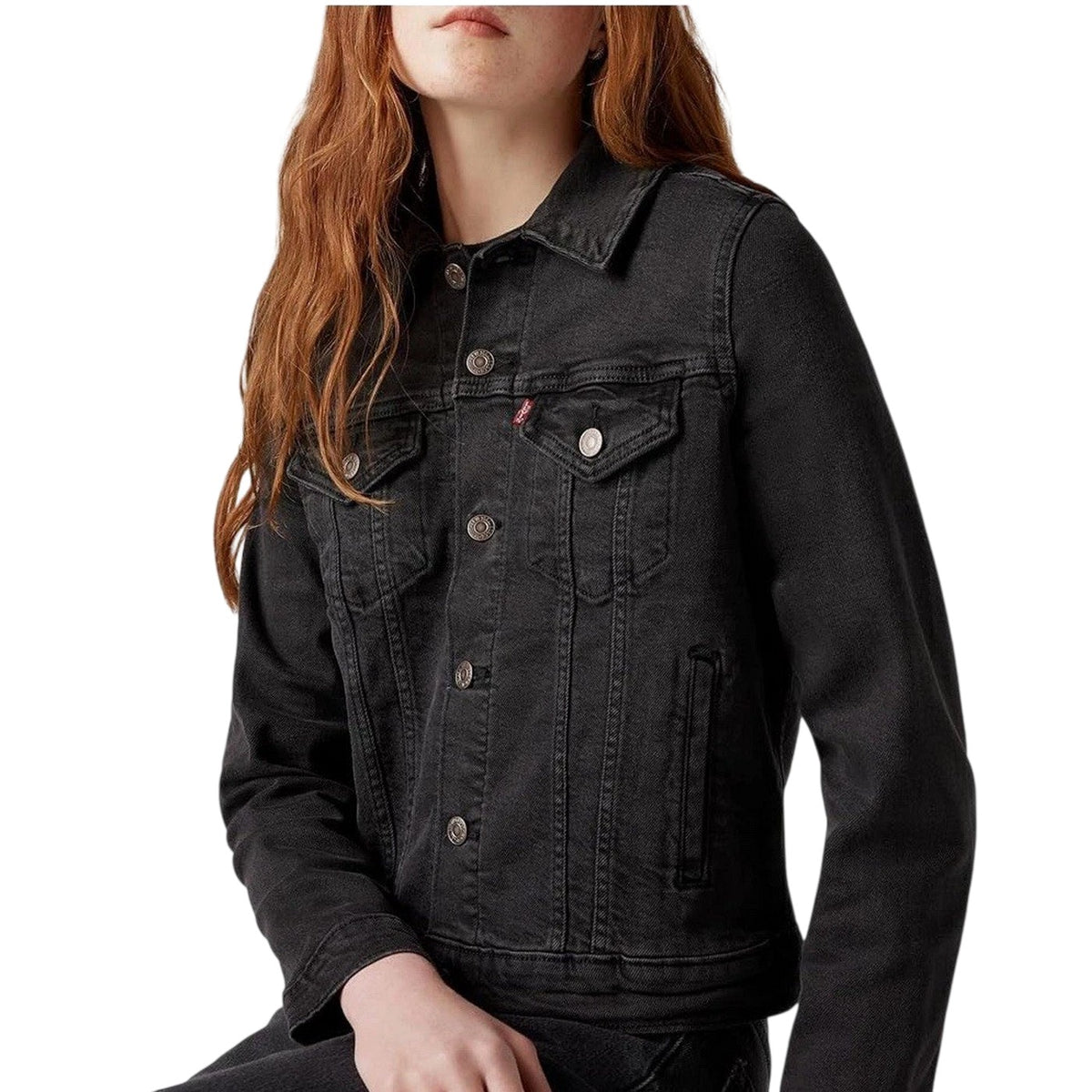 Black Air - Side - Levis Womens-Ladies Plain Denim Long-Sleeved Trucker Jacket