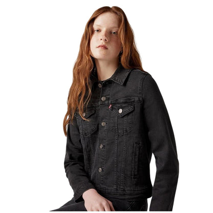 Black Air - Pack Shot - Levis Womens-Ladies Plain Denim Long-Sleeved Trucker Jacket