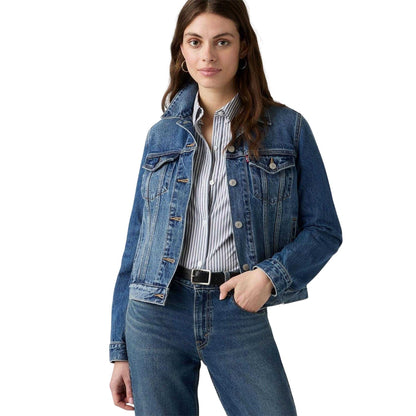 Blue - Front - Levis Womens-Ladies Plain Denim Long-Sleeved Trucker Jacket