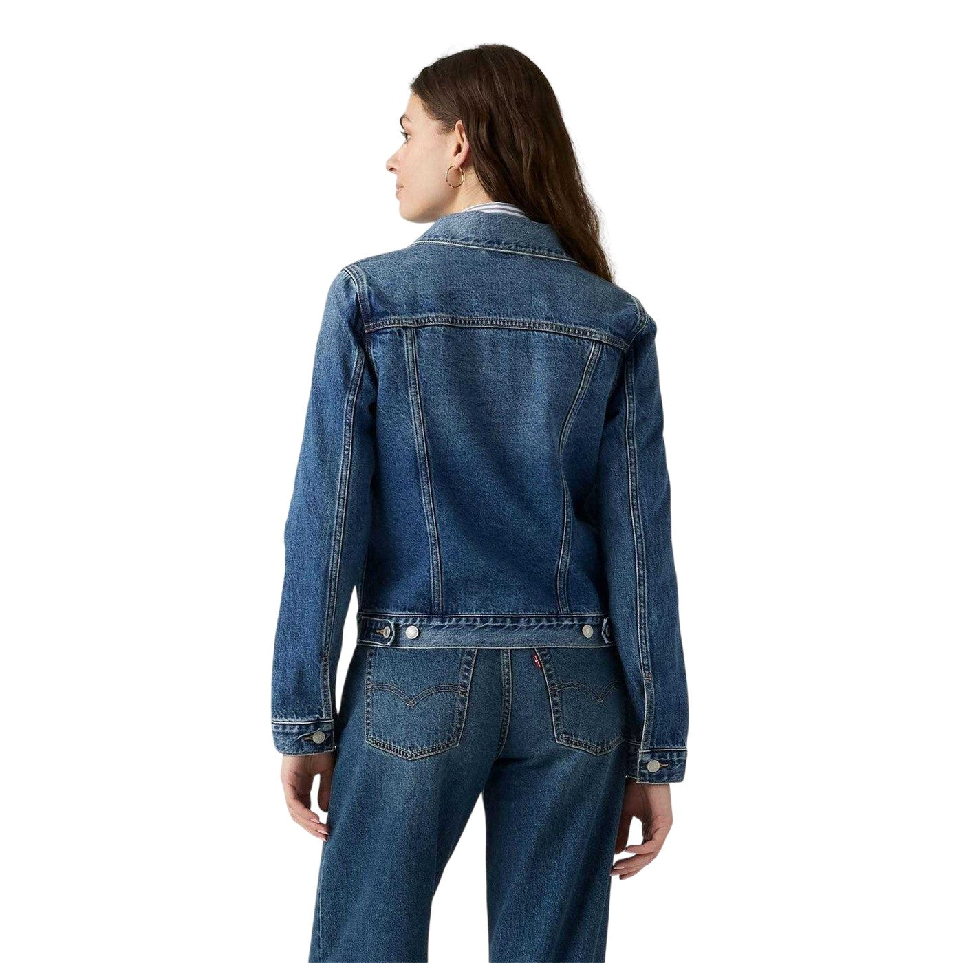 Blue - Back - Levis Womens-Ladies Plain Denim Long-Sleeved Trucker Jacket