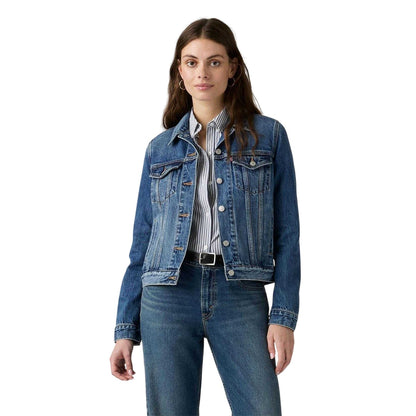 Blue - Lifestyle - Levis Womens-Ladies Plain Denim Long-Sleeved Trucker Jacket
