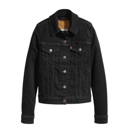 Black Air - Front - Levis Womens-Ladies Plain Denim Long-Sleeved Trucker Jacket