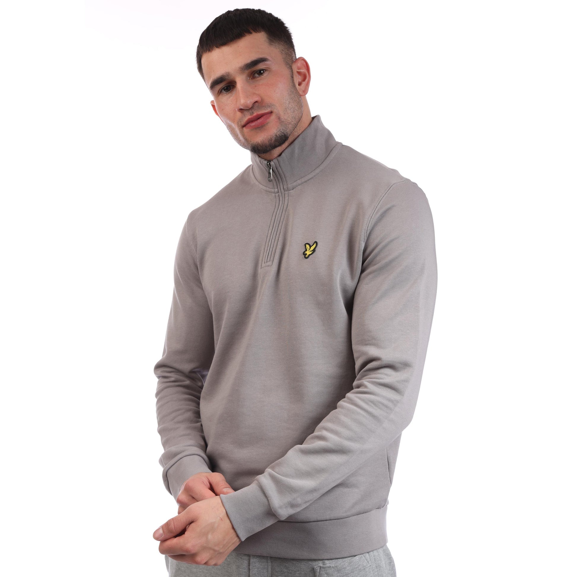 Light Grey - Side - Lyle & Scott Mens Loopback Quarter Zip Sweatshirt