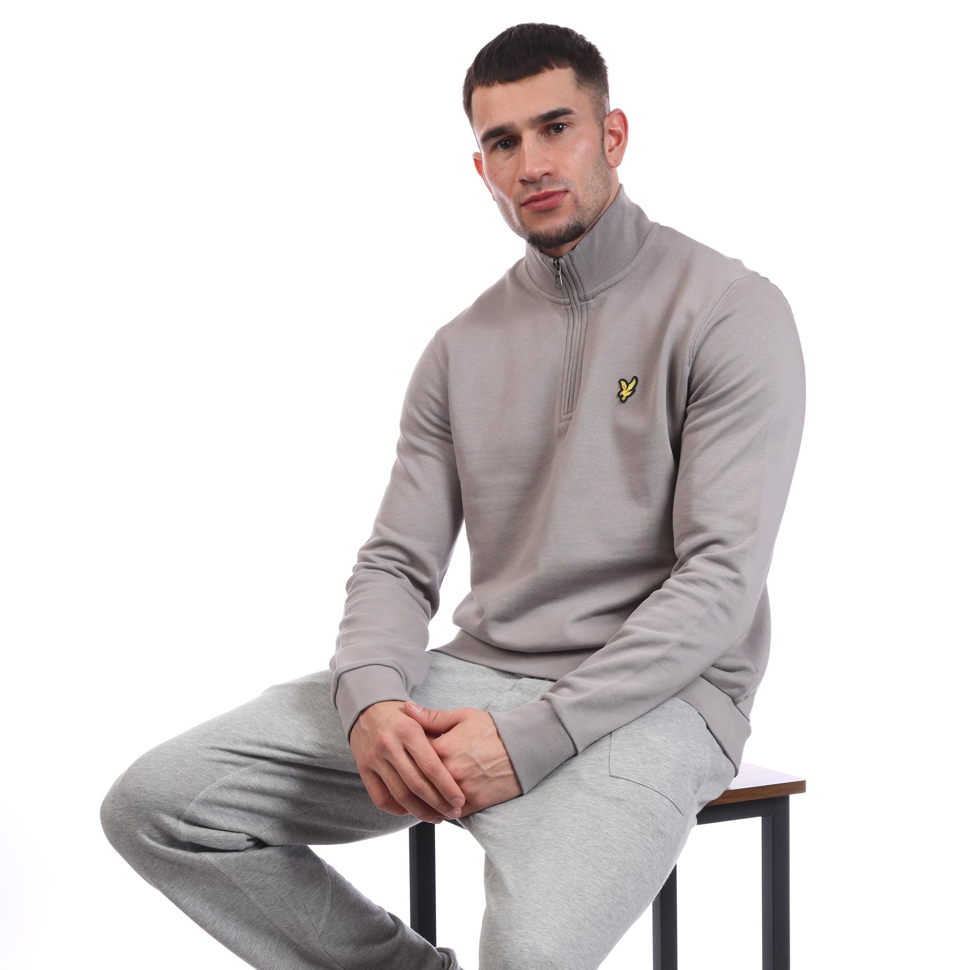 Light Grey - Lifestyle - Lyle & Scott Mens Loopback Quarter Zip Sweatshirt