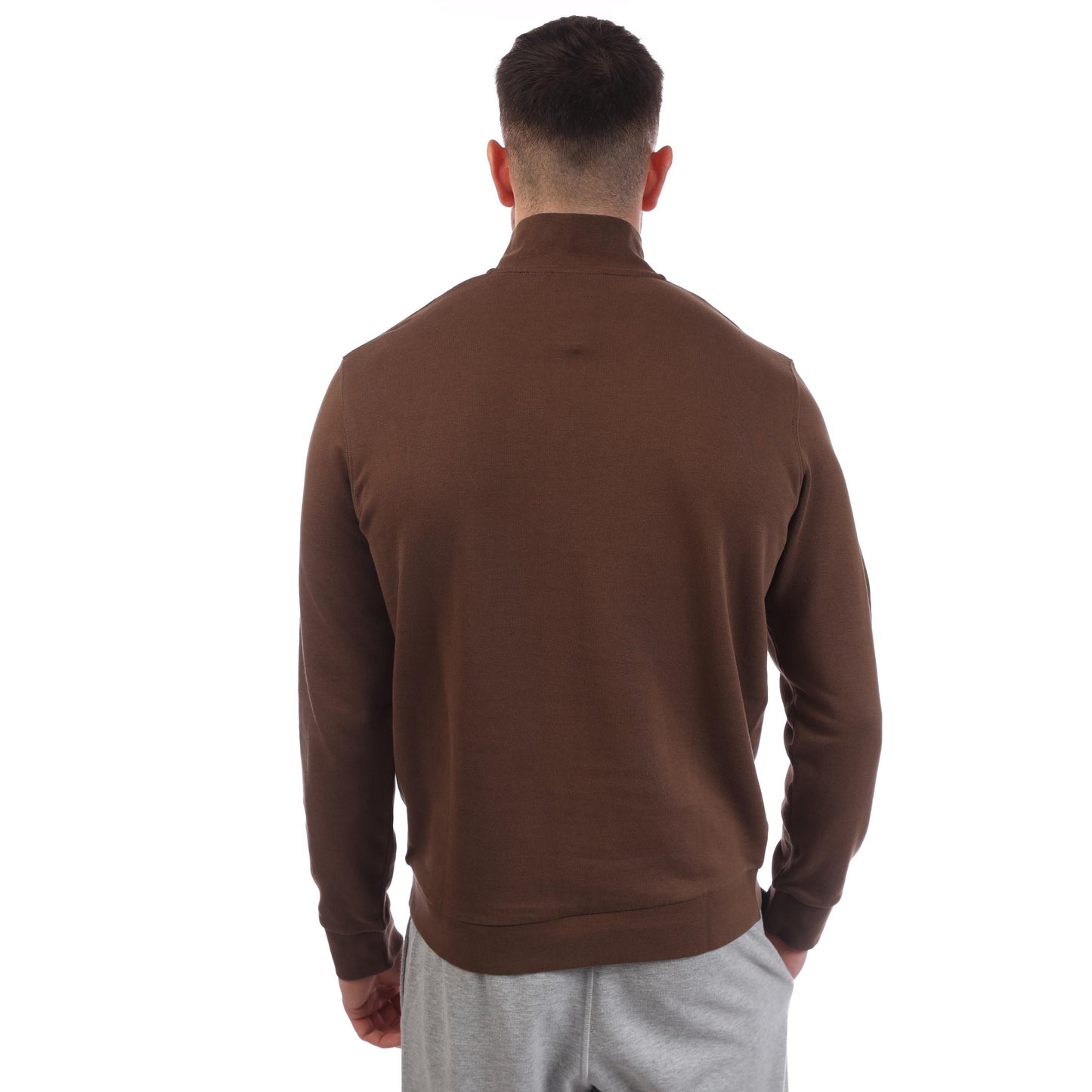 Brown - Back - Lyle & Scott Mens Loopback Quarter Zip Sweatshirt