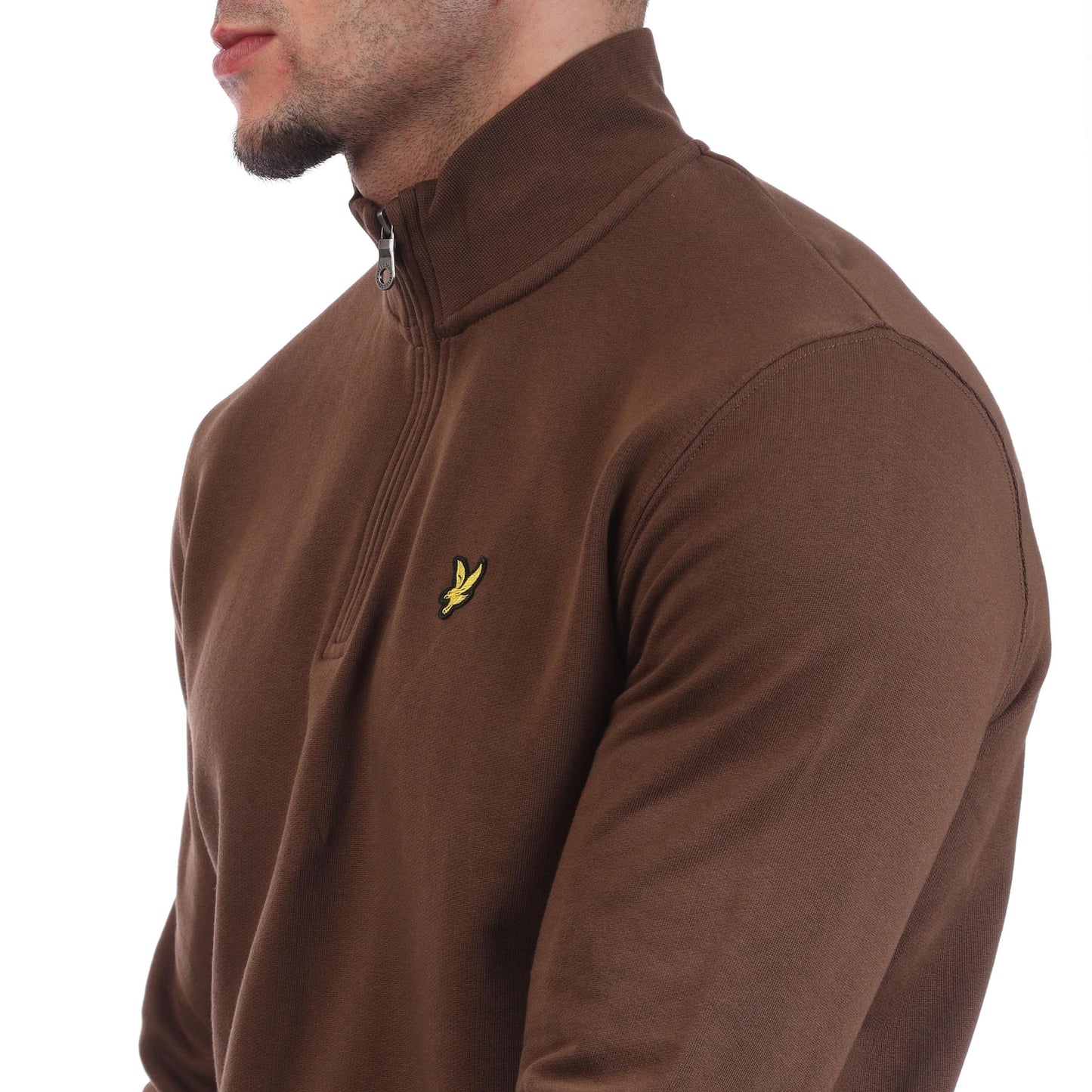 Brown - Side - Lyle & Scott Mens Loopback Quarter Zip Sweatshirt