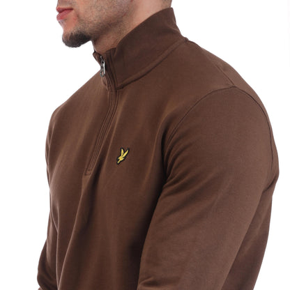 Brown - Side - Lyle & Scott Mens Loopback Quarter Zip Sweatshirt
