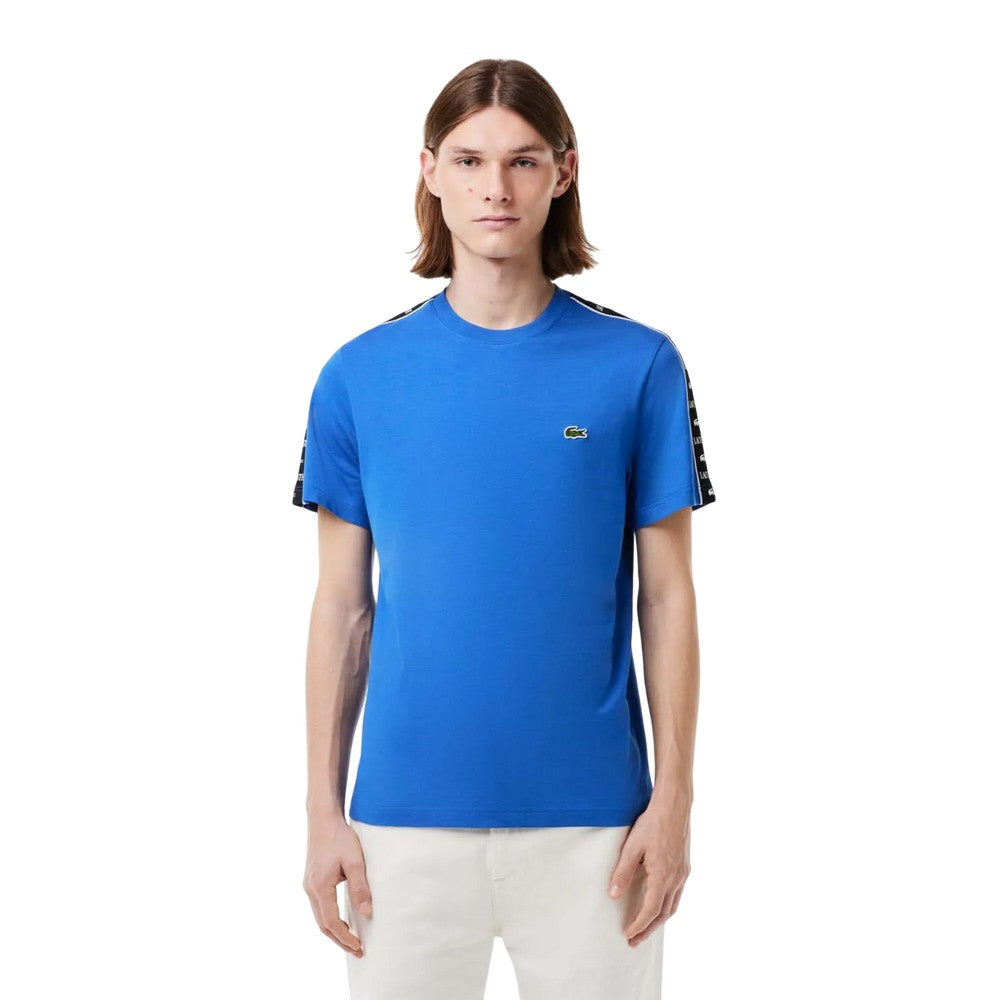 Blue - Lifestyle - Lacoste Mens Logo Cotton Jersey Stripes T-Shirt