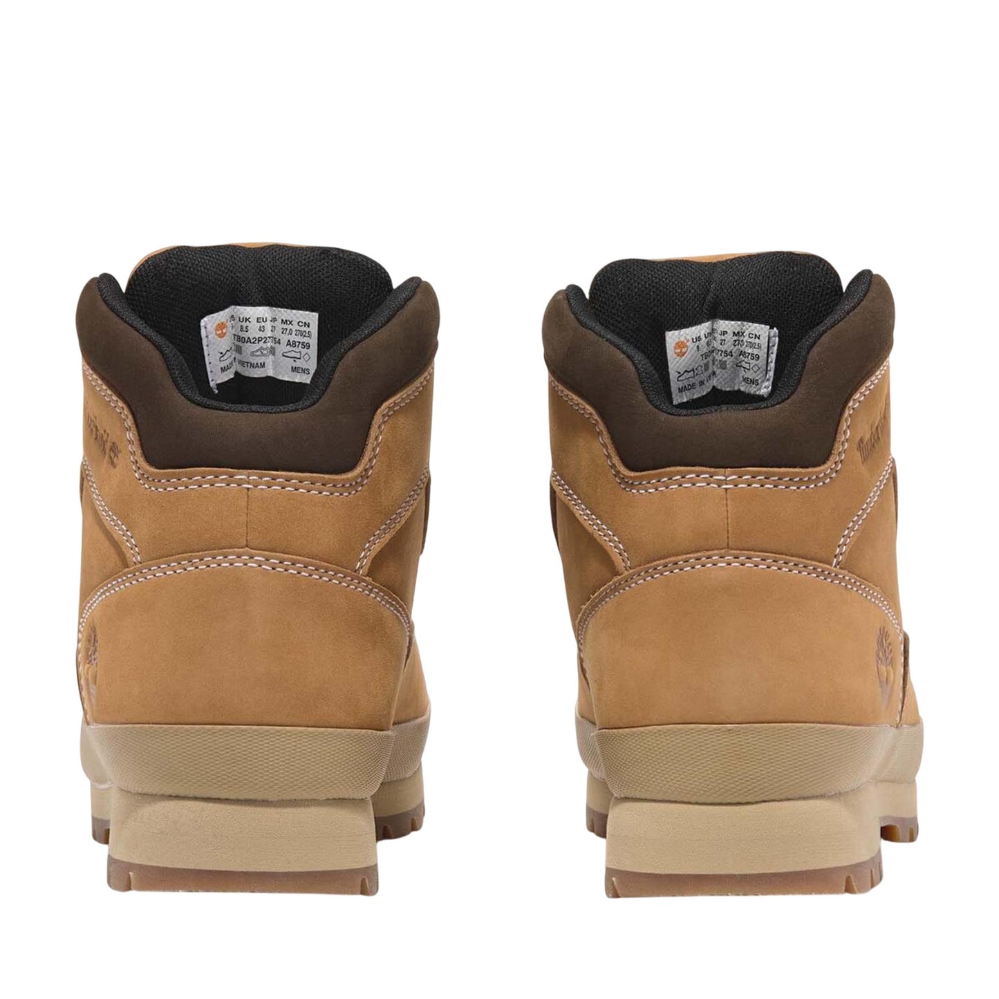 Wheat - Back - Timberland Mens Euro Hiker Full Grain Leather Mid Cut Chelsea Boots
