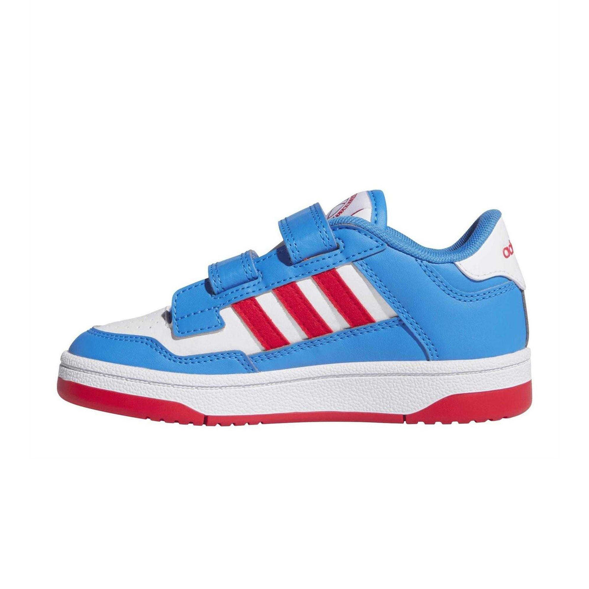 Lucid Blue-Ray - Side - Adidas Childrens-Kids Rapid Court 3 Stripes Trainers