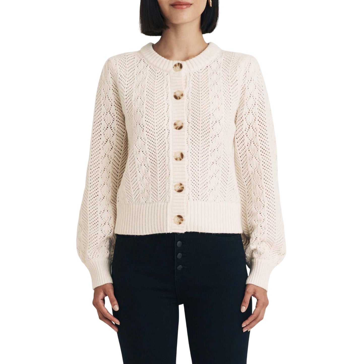 Cream - Front - Nobody´s Child Womens-Ladies Pointelle Knitted Cardigan