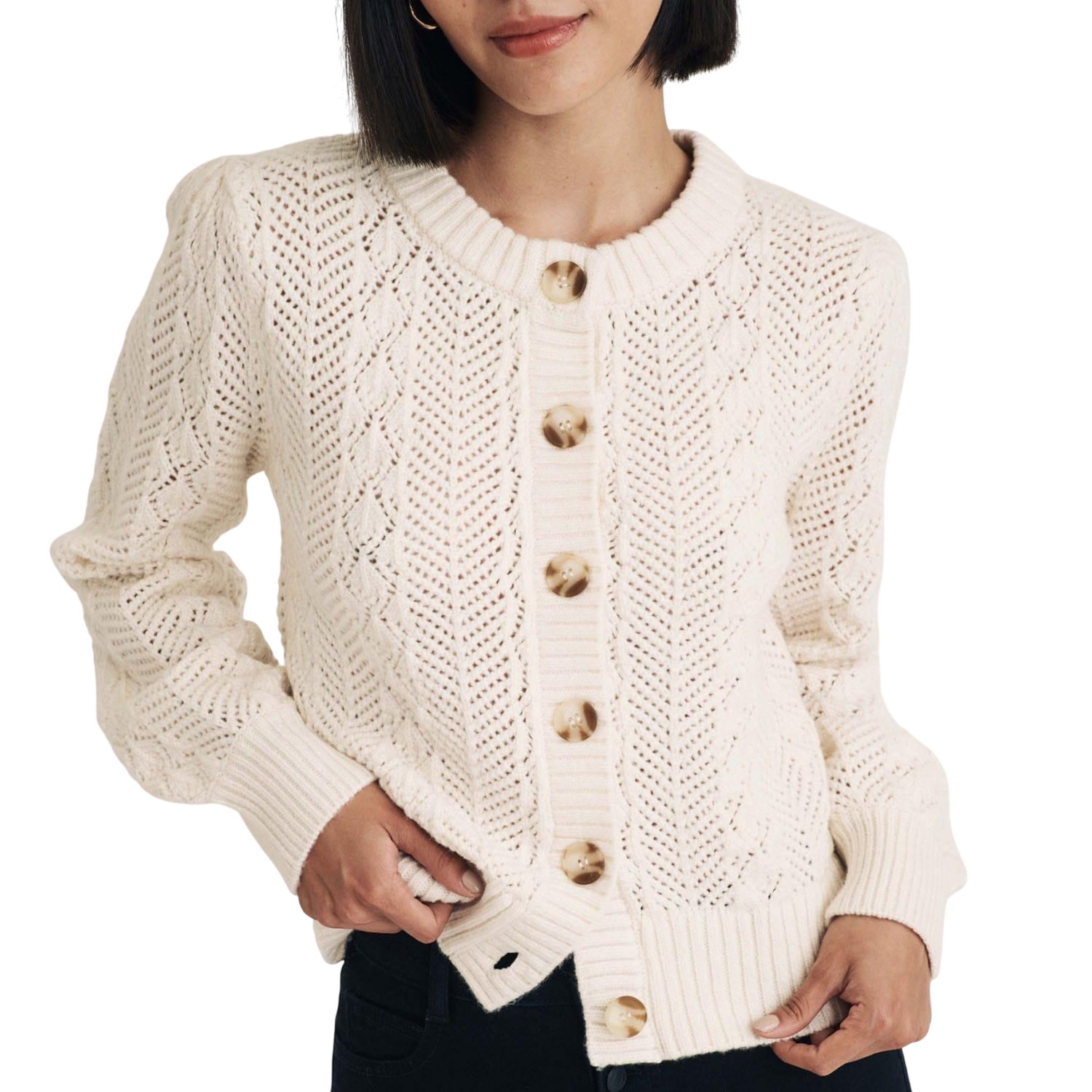Cream - Lifestyle - Nobody´s Child Womens-Ladies Pointelle Knitted Cardigan