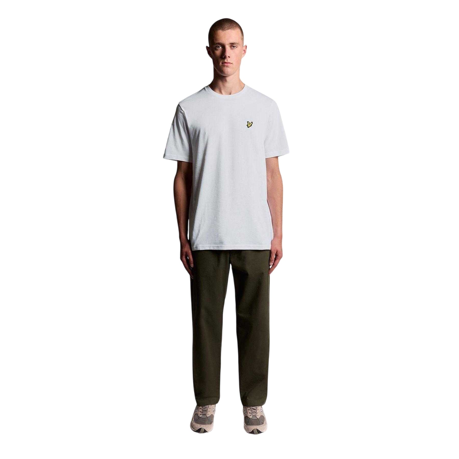 White - Side - Lyle & Scott Mens Small Logo Cotton T-Shirt