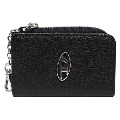 Black - Front - Diesel Wallet Leather Zipped Keyring