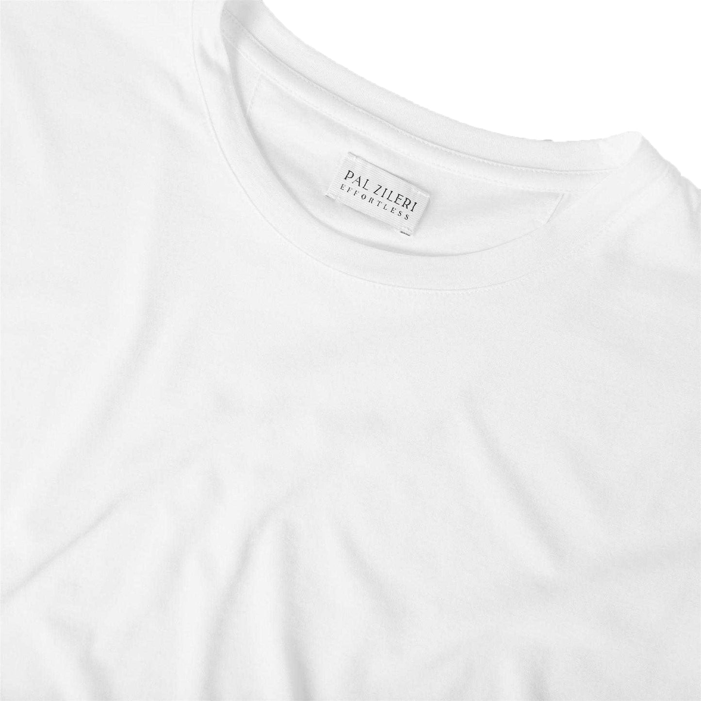 White - Side - Pal Zileri Mens Crew Neck Short-Sleeved T-Shirt