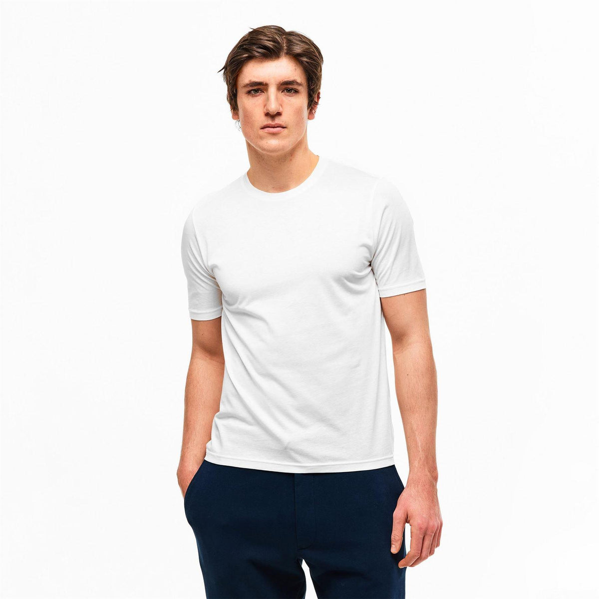 White - Lifestyle - Pal Zileri Mens Crew Neck Short-Sleeved T-Shirt
