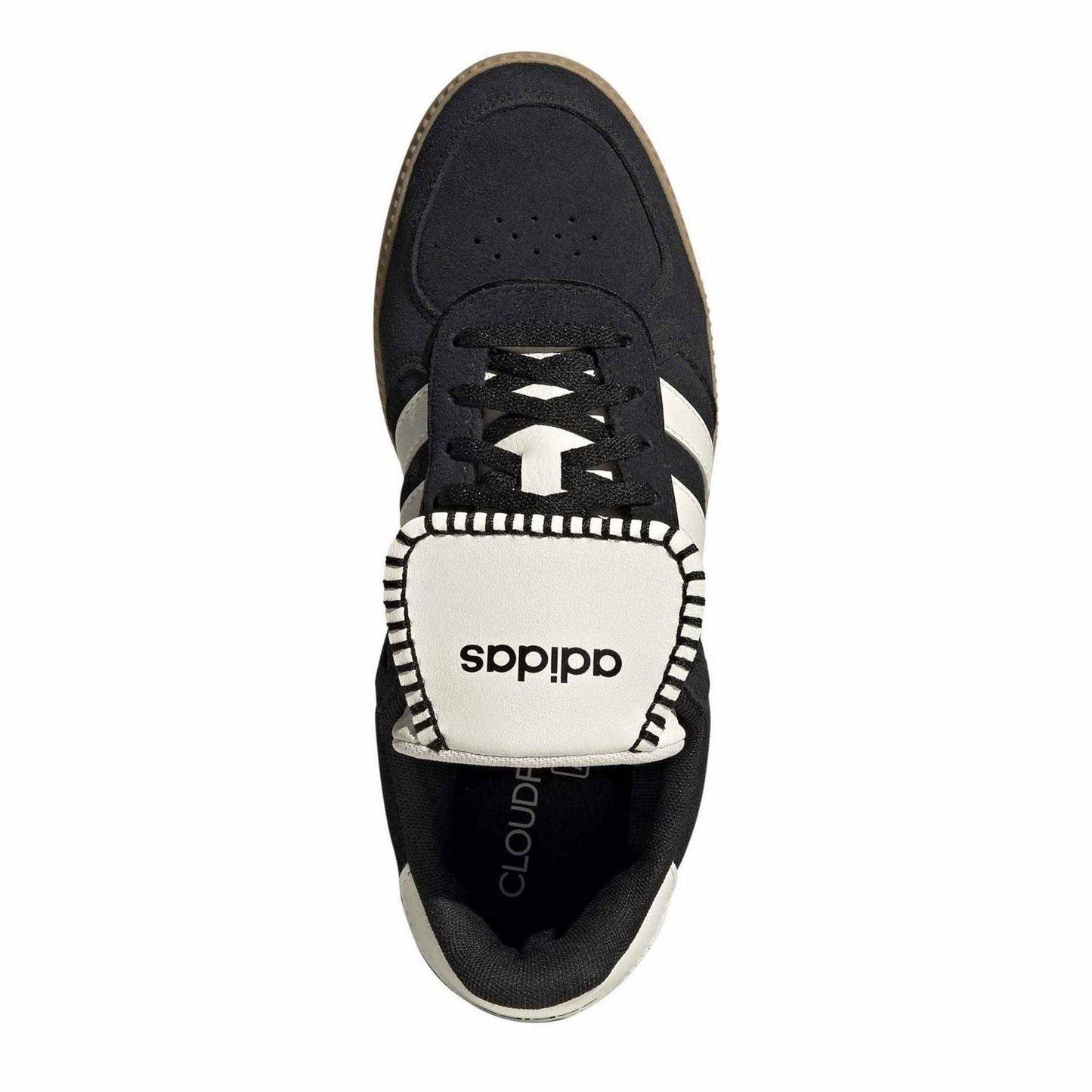 Black-White-Gum - Lifestyle - Adidas Womens-Ladies 3 Stripes Suede Trainers
